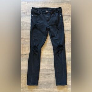 Rue21 premium teen boys size 32x32 black skinny supreme flex distressed jeans